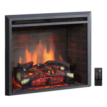 Puraflame Western Electric Fireplace Insert With Remote Control, 750/1500W, 26"