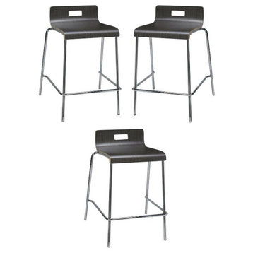Home Square 25" Wooden Low Back Counter Stool in Espresso - Set of 3