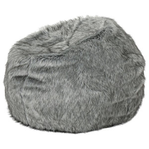 Gdf Studio Macedonia Silver Dusk Fur Fabric Bean Bag Contemporary Bean Bag Chairs By Gdfstudio Houzz