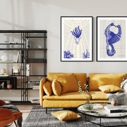 Seahorses and Octopus Woman Print - Drawings And Illustrations