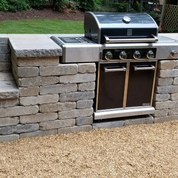 backyard bbq patio with emerald zoysia
