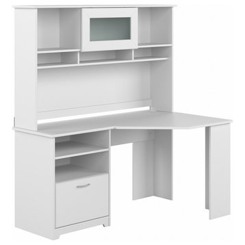 Cabot 60W Corner Desk With Hutch, White