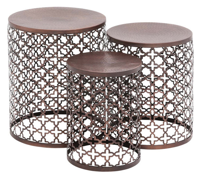 Jante 3-Piece Metal Accent Table Set - Contemporary - Coffee And ... Jante 3-Piece Metal Accent Table Set - Contemporary - Coffee And ...