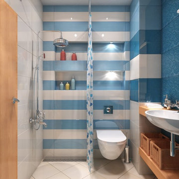 Contemporary mixed mediterranean small bathroom