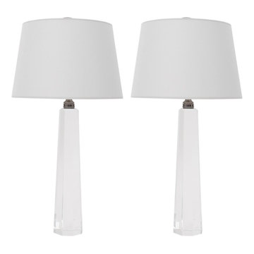 PAIR OF OCTAGONAL SPIRE CRYSTAL TABLE LAMPS