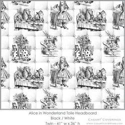 Alice Black & White Toile Headboard Casart wallcovering - Wall Decor