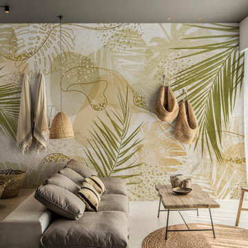 Tropical palm leaves wall mural