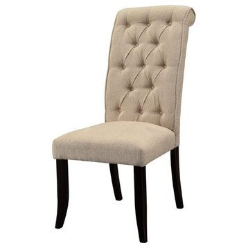 Furniture of America Landon Fabric Side Chair in Ivory and Black (Set of 2)