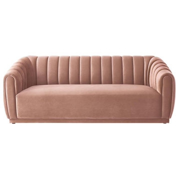 Posh Living Nicole Miller Bellamy 85" Velvet Upholstered Sofa in Blush Pink