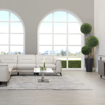 Anabel Cream Power Motion Leather Sofa
