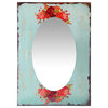 27.5" Decorative Rectangle Wall Mirror With Vintage Blue Frame