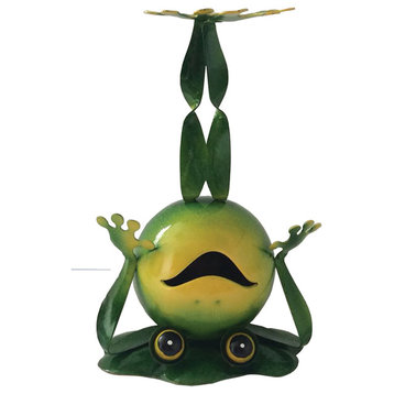 Iron Frog Standing On Head, 10"