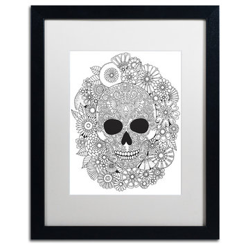 Hello Angel 'Sugar Skull Wreath' Art, Black Frame, White Mat, 20x16