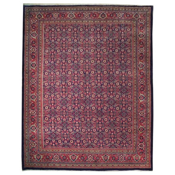 Consigned, Persian Rug, Navy Blue, 10'x13', Handmade Wool Persian Tabriz