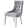 Penelope Contemporary Gray Velvet and Stainless Steel Dining Chair, Set of 2