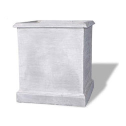 Amedeo Design, LLC - USA - Resin Stone Square Framed Planter, Lead Gray, No Drainage - Outdoor Pots And Planters