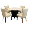 Lavaca 5-Piece Dining Set, 48" Round Dining Table and 2 Sets of Ivory Chairs
