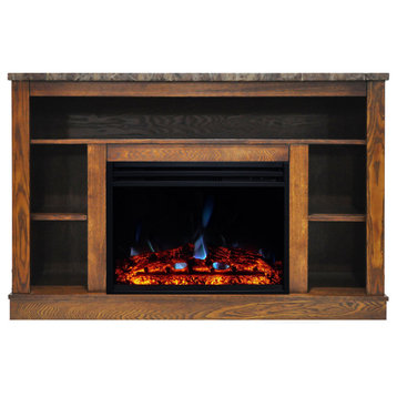 Oxford 47" Electric Fireplace Heater With 1500W Deep Log Insert, Walnut