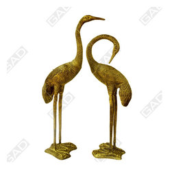 GOLD ETCHED CRANE PAIR - Decorative Objects And Figurines