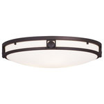 Livex Lighting - Livex Lighting 4488-07 Titania - Three Light Semi-Flush Mount - Shade Included: YesTitania Three Light  Bronze Satin White G *UL Approved: YES Energy Star Qualified: n/a ADA Certified: n/a  *Number of Lights: Lamp: 3-*Wattage:60w Medium Base bulb(s) *Bulb Included:No *Bulb Type:Medium Base *Finish Type:Bronze