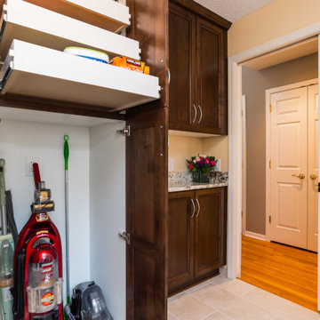 Transitional Style Laundry/Mudroom With Medium Stained Maple Cabinets