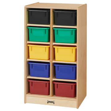 Jonti-Craft 10 Cubbie-Tray Mobile Unit - with Colored Trays