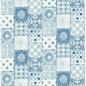 Grace & Gardenia Blue and White Mosaic Tile GW2009W  Peel and Stick Wallpaper