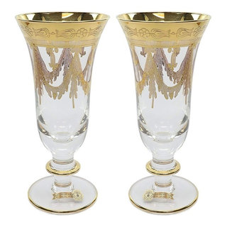 Interglass Italy Luxury Crystal Brandy Snifters, Vintage Design 24kt Gold  Hand Decorated Cognac Goblets, Set of 2 