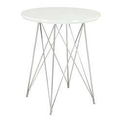 Glossy White & Chrome Metal Bar Table - Products