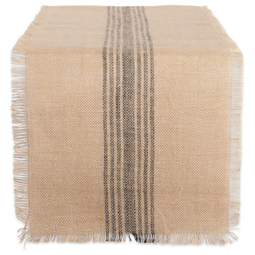 Mineral Middle Stripe Burlap Table Runner 14X108