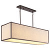Cole 42" 4-Light Rectangular Linen Iron Linear LED Pendant, Oil Bronze/Beige