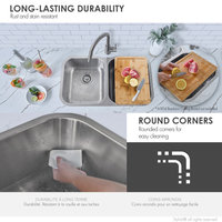 STYLISH Jaspel Dual Mount 32" Double-Bowl Stainless Steel Kitchen Sink