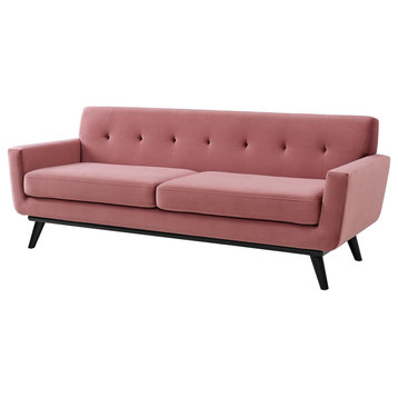 Sofa, Pink, Velvet, Modern, Mid Century Living Hotel Lounge Cafe Lobby