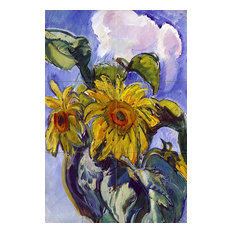 Tile Mural SUNFLOWERS sky clouds Kitchen Backsplash 4.25" Ceramic Glossy