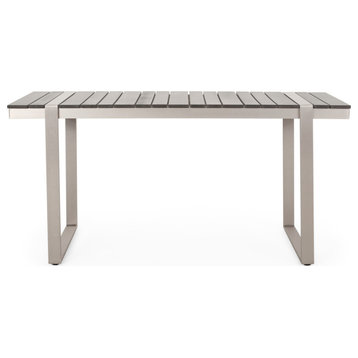 Mora Aluminum Dining Table, Gray/Silver