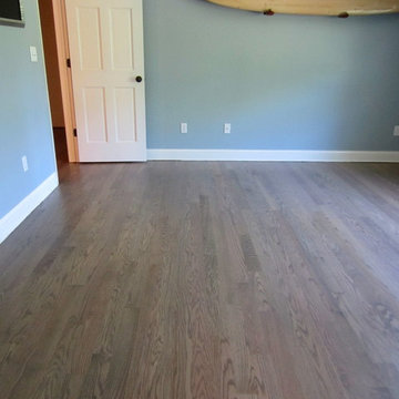 NISSEQUOGUE:  2 1/4" RED OAK W/ CUSTOM GREY BLEND STAIN + BONA TRAFFIC HD SATIN
