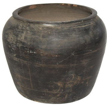 Jar Vase Medium Ebony Black Porcelain Handmade Hand-Craft