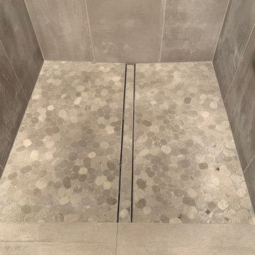 Large Format Tile Modern Bath Remodel French Shower Door