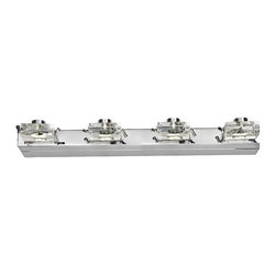 4-Light K9 Crytal Shade Stainless Steel Base Wall Lights - Bathroom Vanity Lighting