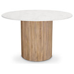 Meridian Furniture - Oakhill Natural Dining Table, Marble Top - Make a statement in your dining area with this Oakhill marble dining table. Eye-catchingly beautiful to behold, this pretty table features a solid mango wood base for sturdy resilience. The genuine marble top offers ample space for setting out a spread for your peeps to enjoy with plenty of room for intimate dinners. Add chairs of your choice to complete the look.