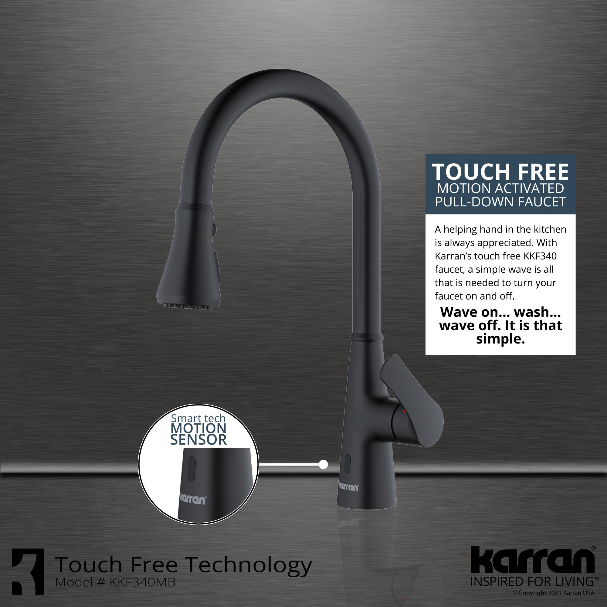 Karran Touchless One-Handle Triple Function Sprayer Faucet, Matte Black