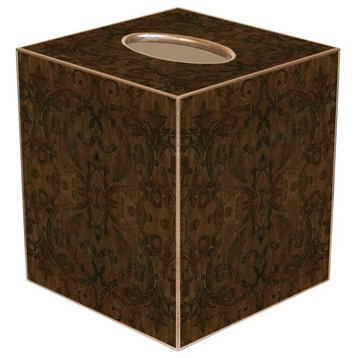 TB1805 - Brown Damask Tissue Box Cover