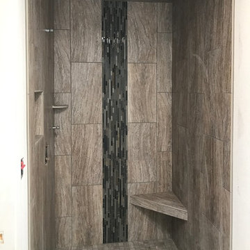 Transitional Shower with Waterfall Mosaic -Stockton, CA