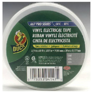 Duck 04147 Vinyl Electrical Tape, 3/4" x 66', Gray