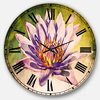 Huge Purple Lotus On Green Background Flower Metal Clock, 36x36