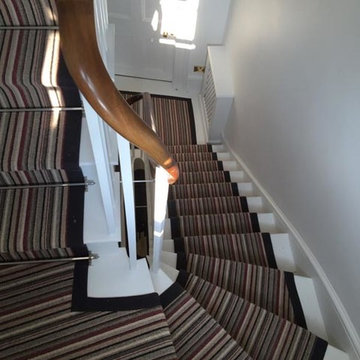 Striped Carpet to Stairs with Black Border in West London