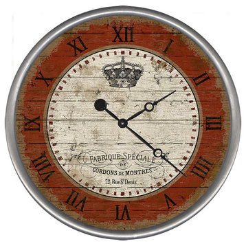 Crown Round Vintage Clock, 18"