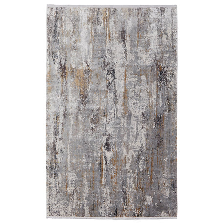 Weave & Wander Lindstra Gradient Watercolor Rug, Ivory/Gray, 7'9"x11'