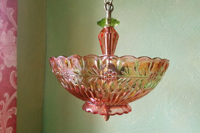 Pressed Glass and Crystal Semi Flush Mount