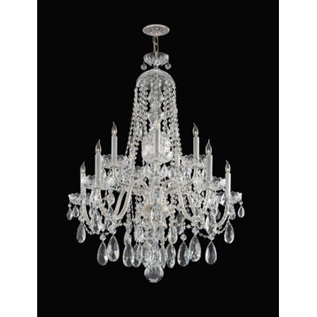 Traditional Crystal 10-Light 35" Traditional Chandelier in Polished Chrome wit